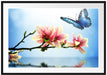 Schmetterling mit Magnolien-Blüte Passepartout 100x70