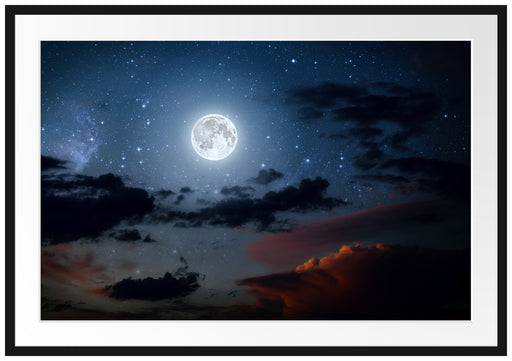 Leuchtender Mond am Nachthimmel Passepartout 100x70