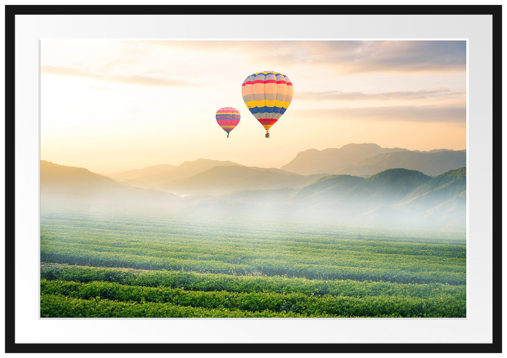 Pixxprint Heißluftballon, im Galerie-Passepartout Bilderrahmen