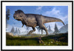 T-Rex Dinosaurier in der Natur Passepartout 100x70