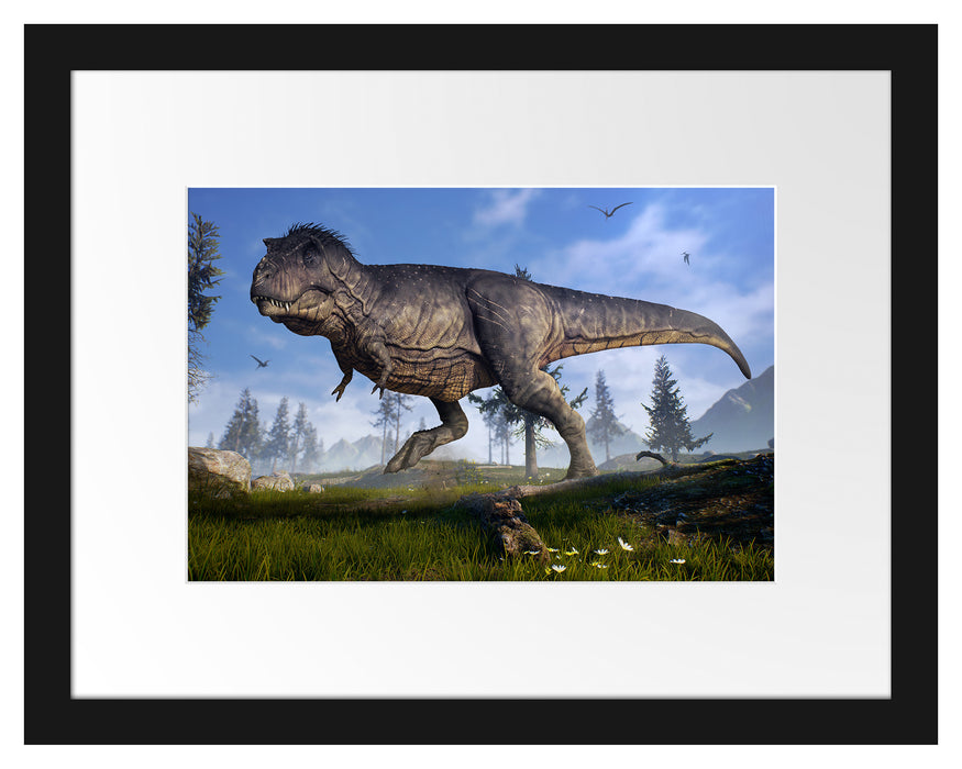 T-Rex Dinosaurier in der Natur Passepartout 38x30