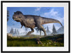 T-Rex Dinosaurier in der Natur Passepartout 80x60