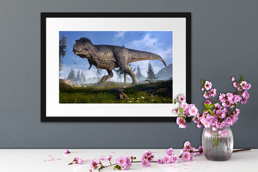 T-Rex Dinosaurier in der Natur Passepartout Wohnzimmer