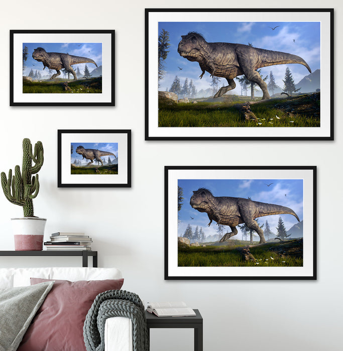 T-Rex Dinosaurier in der Natur Passepartout Dekovorschlag