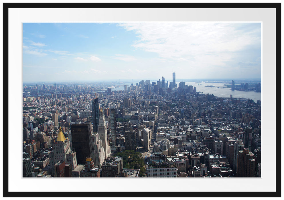 Pixxprint New York City Panorama, im Galerie-Passepartout Bilderrahmen