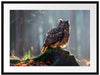 die Eule auf dem Baumstamm Passepartout 80x60