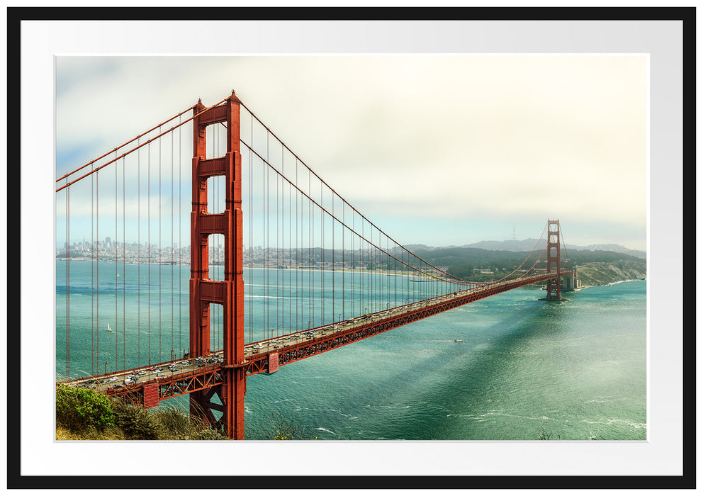 Pixxprint Golden Gate Bridge, im Galerie-Passepartout Bilderrahmen