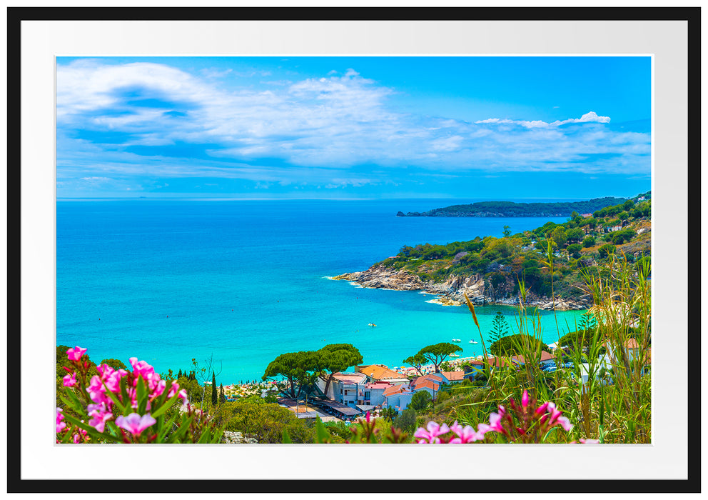 Pixxprint Panorama an der Toskana, im Galerie-Passepartout Bilderrahmen