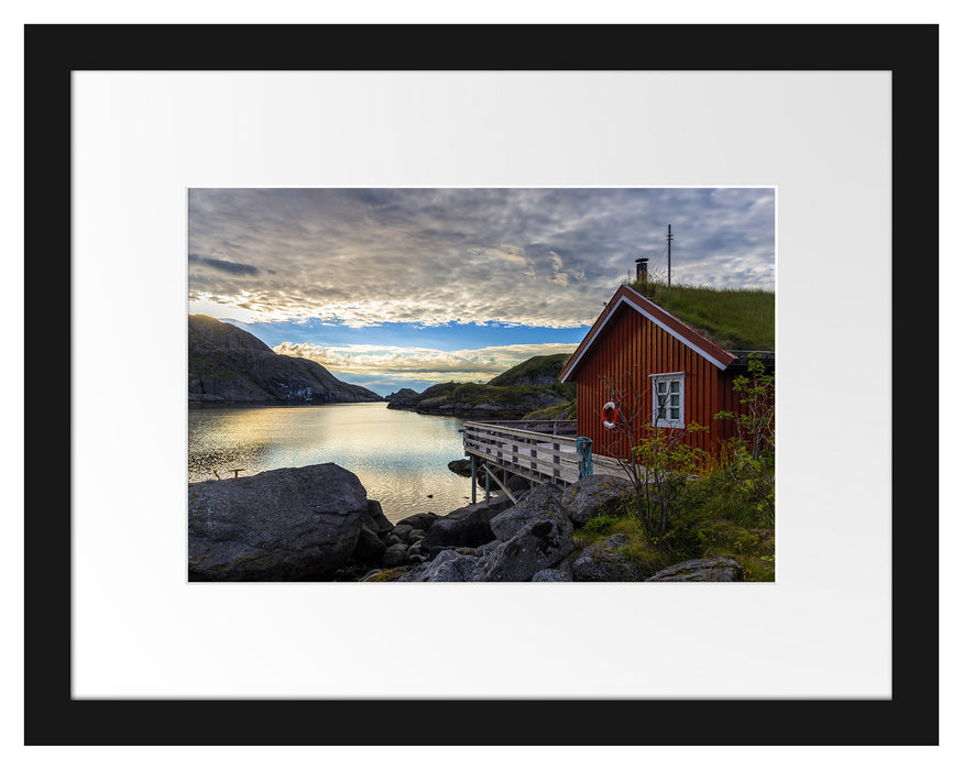 Sonnenaufgang am Fjord Norwegens Passepartout 38x30