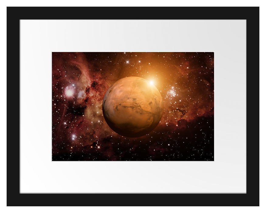 Planet Mars im Universum Passepartout 38x30