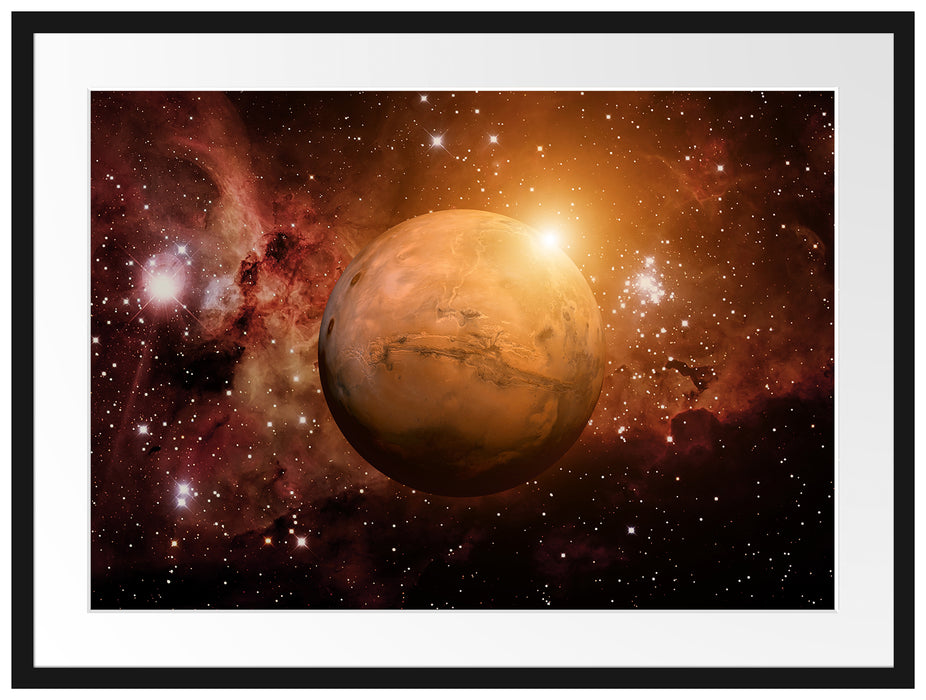 Planet Mars im Universum Passepartout 80x60