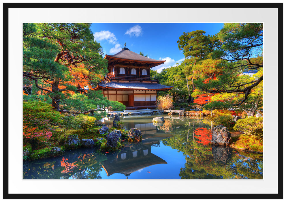 Pixxprint Ginkaku-ji-Tempel in Kyoto, im Galerie-Passepartout Bilderrahmen