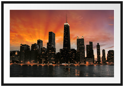 Chicago-Wolkenkratzer-Silhouette Passepartout 100x70
