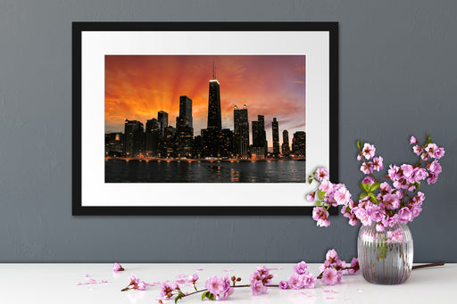 Chicago-Wolkenkratzer-Silhouette Passepartout Wohnzimmer