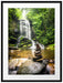 Zen Steine vor Wasserfall Passepartout 80x60
