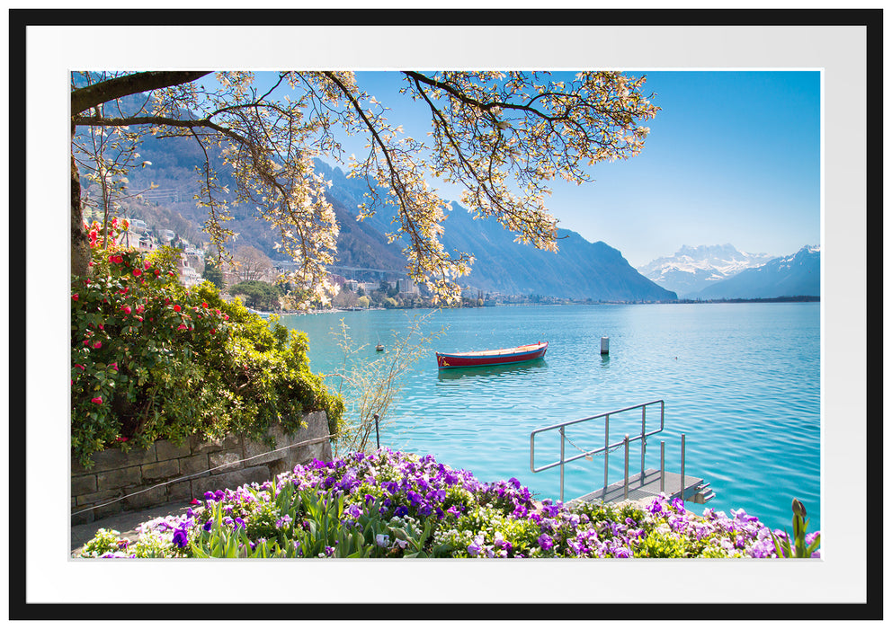 Genfer See im Sonnenschein Passepartout 100x70