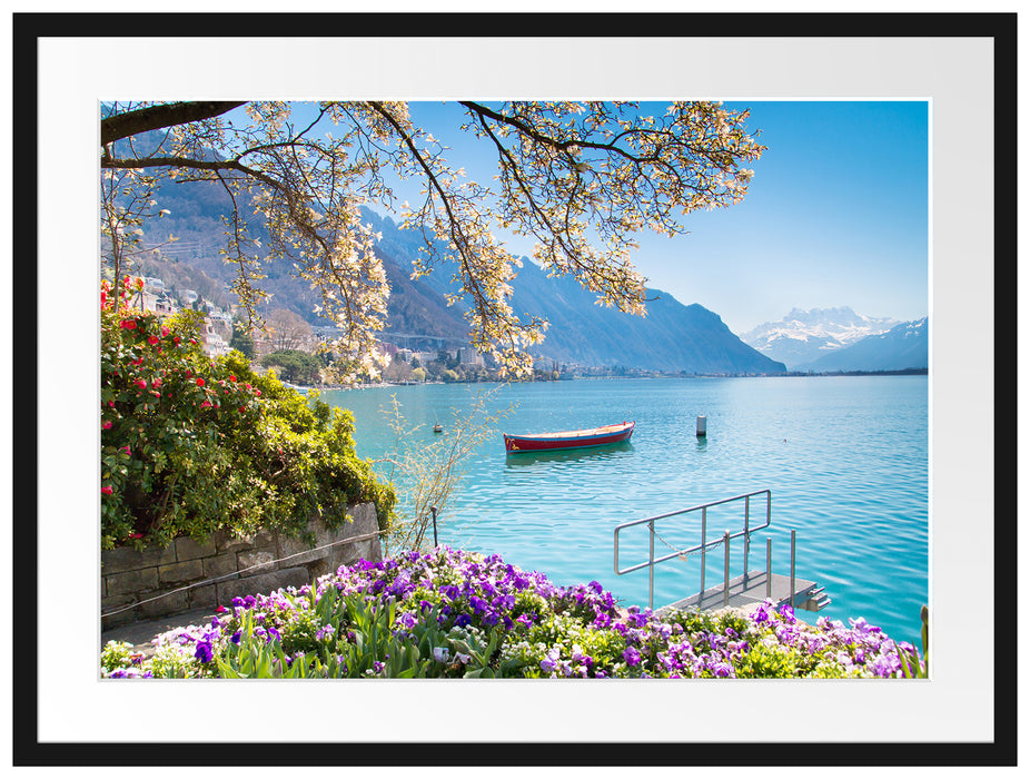Genfer See im Sonnenschein Passepartout 80x60