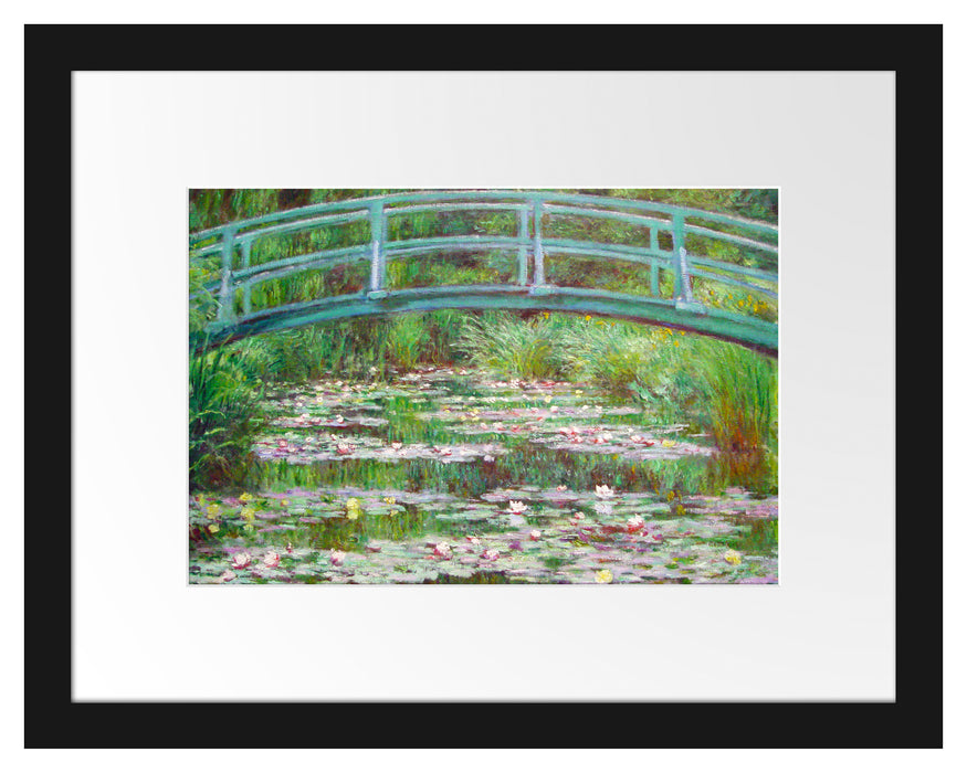 Pixxprint Claude Monet - japanische Brücke über den Seerosenteich I, im Galerie-Passepartout Bilderrahmen