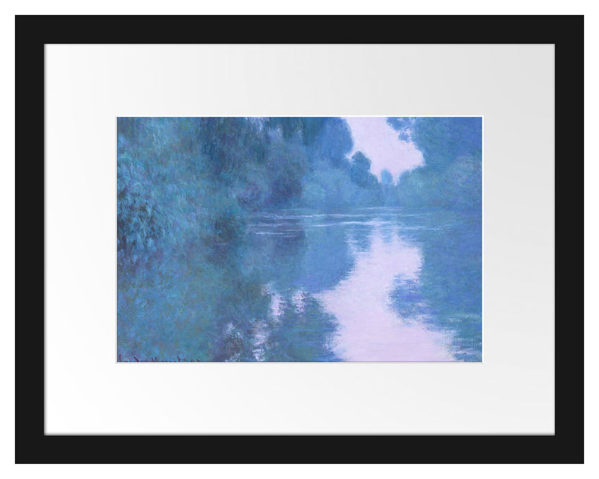 Pixxprint Claude Monet - Morgen an der Seine nahe Giverny, im Galerie-Passepartout Bilderrahmen