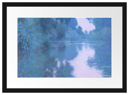 Claude Monet - Morgen an der Seine nahe Giverny Passepartout Rechteckig 40