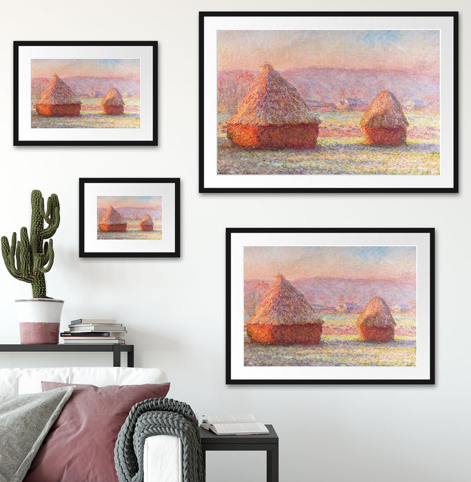 Claude Monet - Heuhaufen Passepartout Wohnzimmer Rechteckig