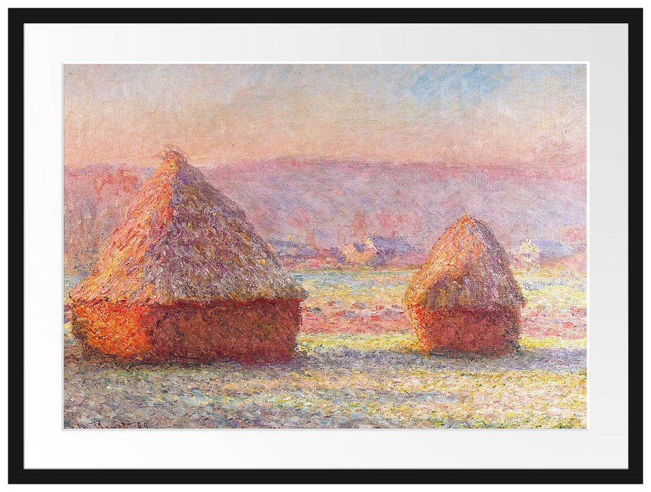 Claude Monet - Heuhaufen Passepartout Rechteckig 80