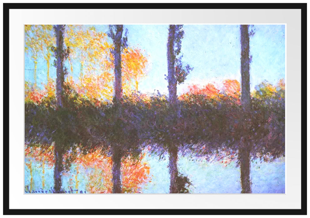 Claude Monet - Die vier Pappeln Passepartout Rechteckig 100