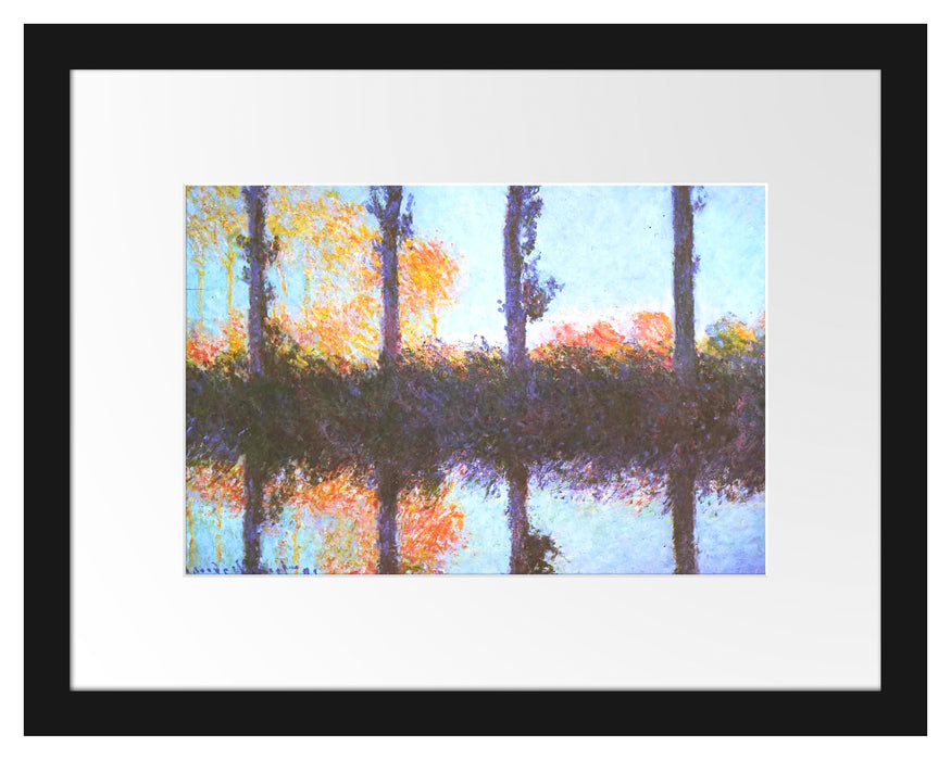Pixxprint Claude Monet - Die vier Pappeln, im Galerie-Passepartout Bilderrahmen