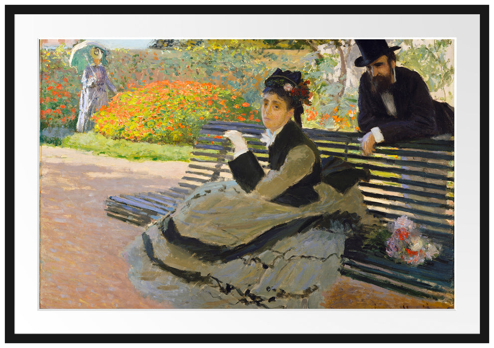 Claude Monet - Camille Monet auf einer Gartenbank Passepartout Rechteckig 100