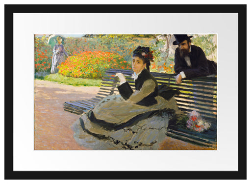 Claude Monet - Camille Monet auf einer Gartenbank Passepartout Rechteckig 40