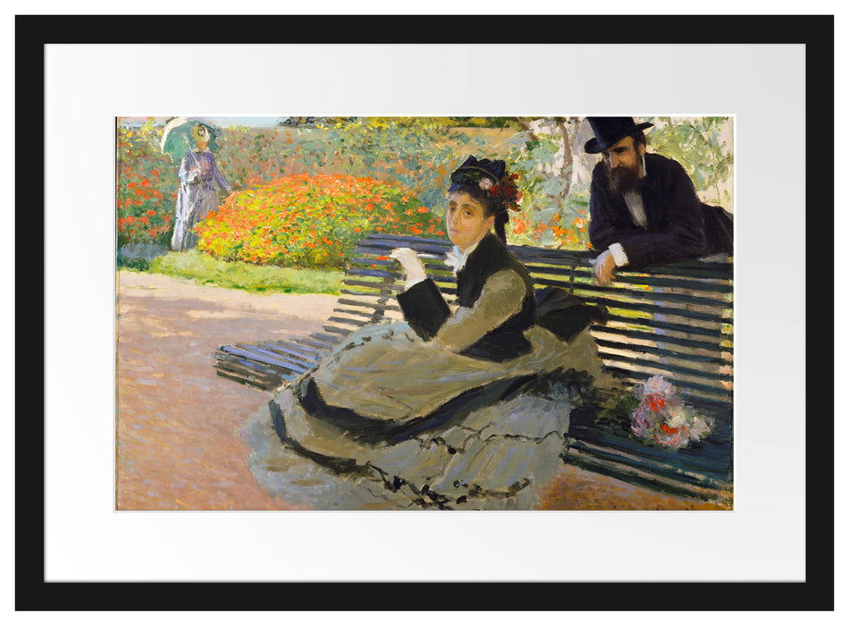 Claude Monet - Camille Monet auf einer Gartenbank Passepartout Rechteckig 40