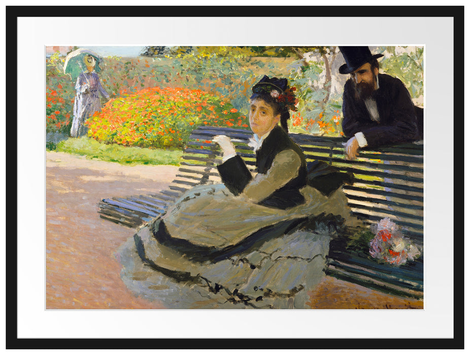 Claude Monet - Camille Monet auf einer Gartenbank Passepartout Rechteckig 80