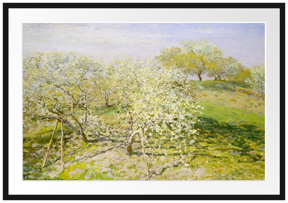 Claude Monet - Frühling Apfelbäume in der Blüte Passepartout Rechteckig 100
