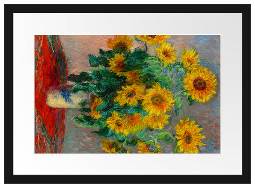 Claude Monet - Ein Strauß Sonnenblumen Passepartout Rechteckig 40