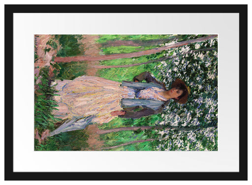Claude Monet - Die Spaziergängerin Suzanne Hoschedé Passepartout Rechteckig 40