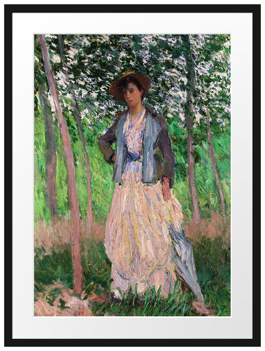 Claude Monet - Die Spaziergängerin Suzanne Hoschedé Passepartout Rechteckig 80