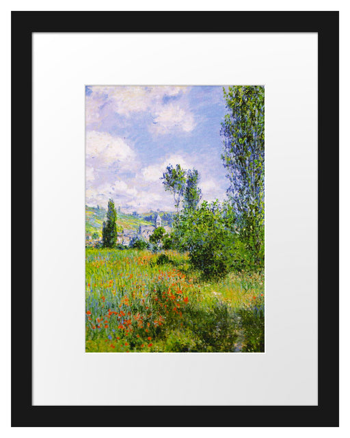 Claude Monet - Aussicht von Vétheuil- Impression Passepartout Rechteckig 30