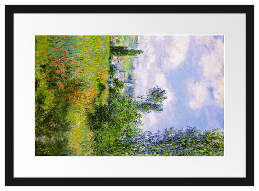 Claude Monet - Aussicht von Vétheuil- Impression Passepartout Rechteckig 40