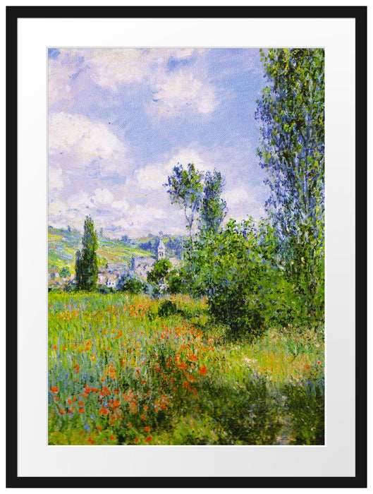 Claude Monet - Aussicht von Vétheuil- Impression Passepartout Rechteckig 80