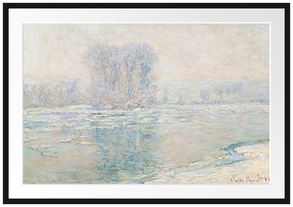 Claude Monet - Eisschollen Passepartout Rechteckig 100