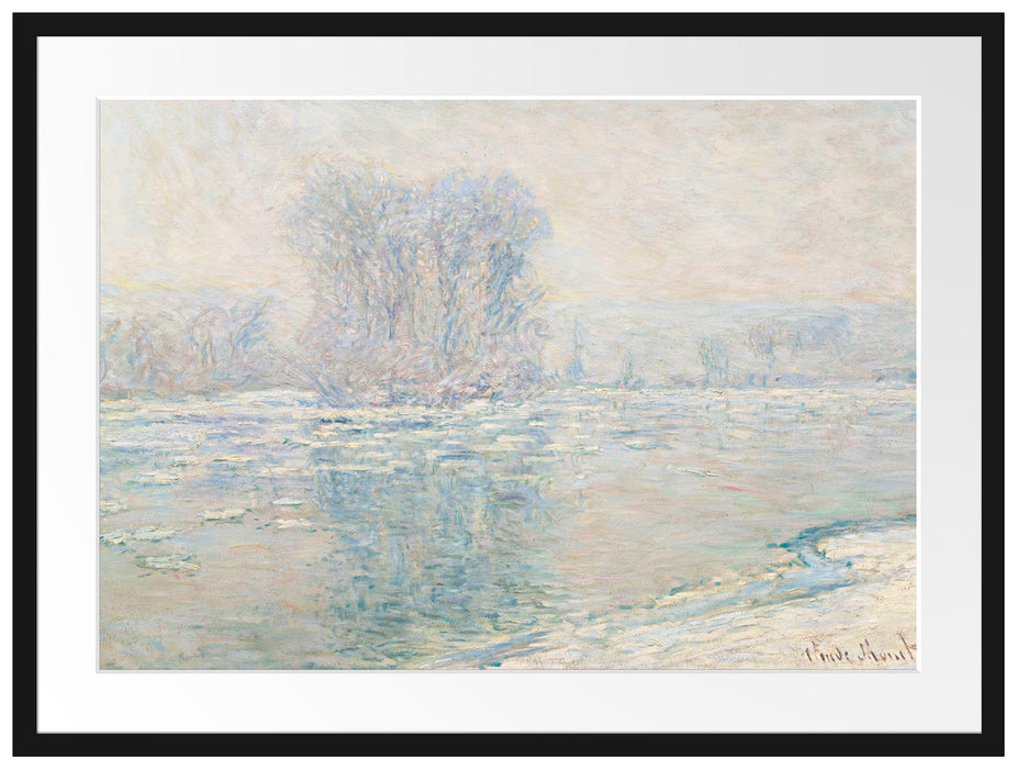 Claude Monet - Eisschollen Passepartout Rechteckig 80