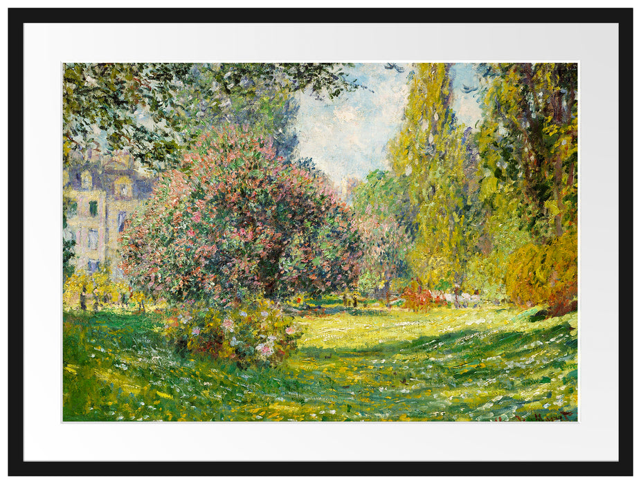 Claude Monet - Landschaft am Park Monceau Passepartout Rechteckig 80