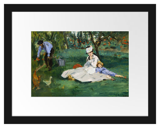 Claude Monet - Die Familie Monet in ihrem Garten Passepartout Rechteckig 30