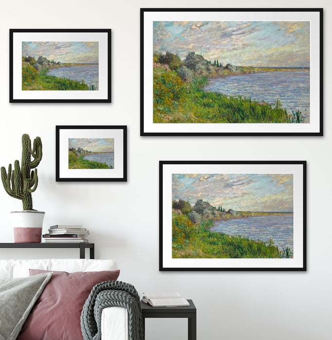 Claude Monet - Die Seine bei Vétheuil Passepartout Wohnzimmer Rechteckig