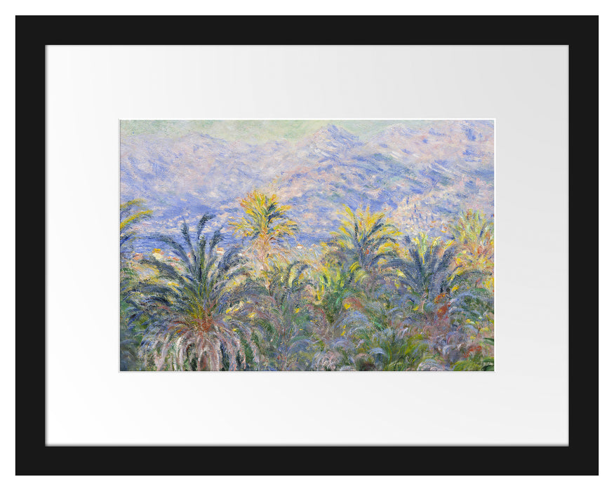Pixxprint Claude Monet - Palmen in Bordighera, im Galerie-Passepartout Bilderrahmen