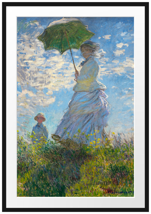 Claude Monet - Frau mit Sonnenschirm Passepartout Rechteckig 100