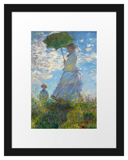 Claude Monet - Frau mit Sonnenschirm Passepartout Rechteckig 30