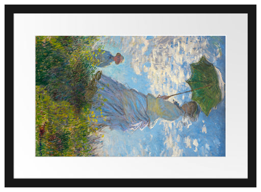Claude Monet - Frau mit Sonnenschirm Passepartout Rechteckig 40