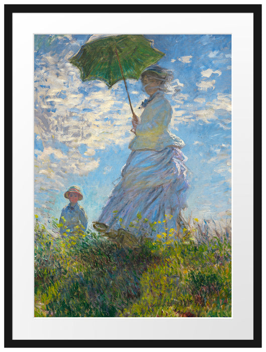 Claude Monet - Frau mit Sonnenschirm Passepartout Rechteckig 80