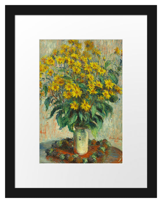 Pixxprint Claude Monet - Topinambur Blumen, im Galerie-Passepartout Bilderrahmen